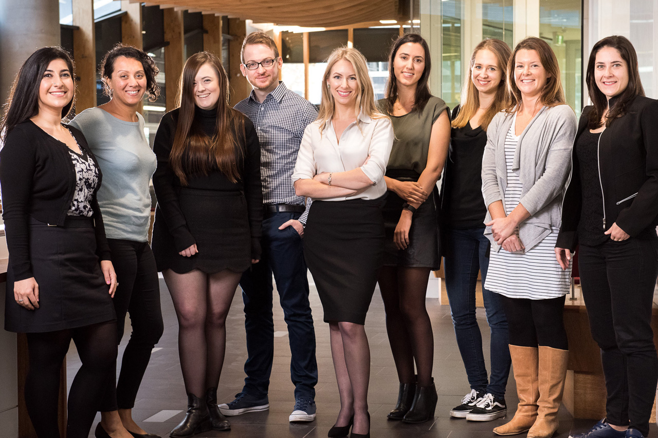 Dr Laura Mackay (centre) with her laboratory team.