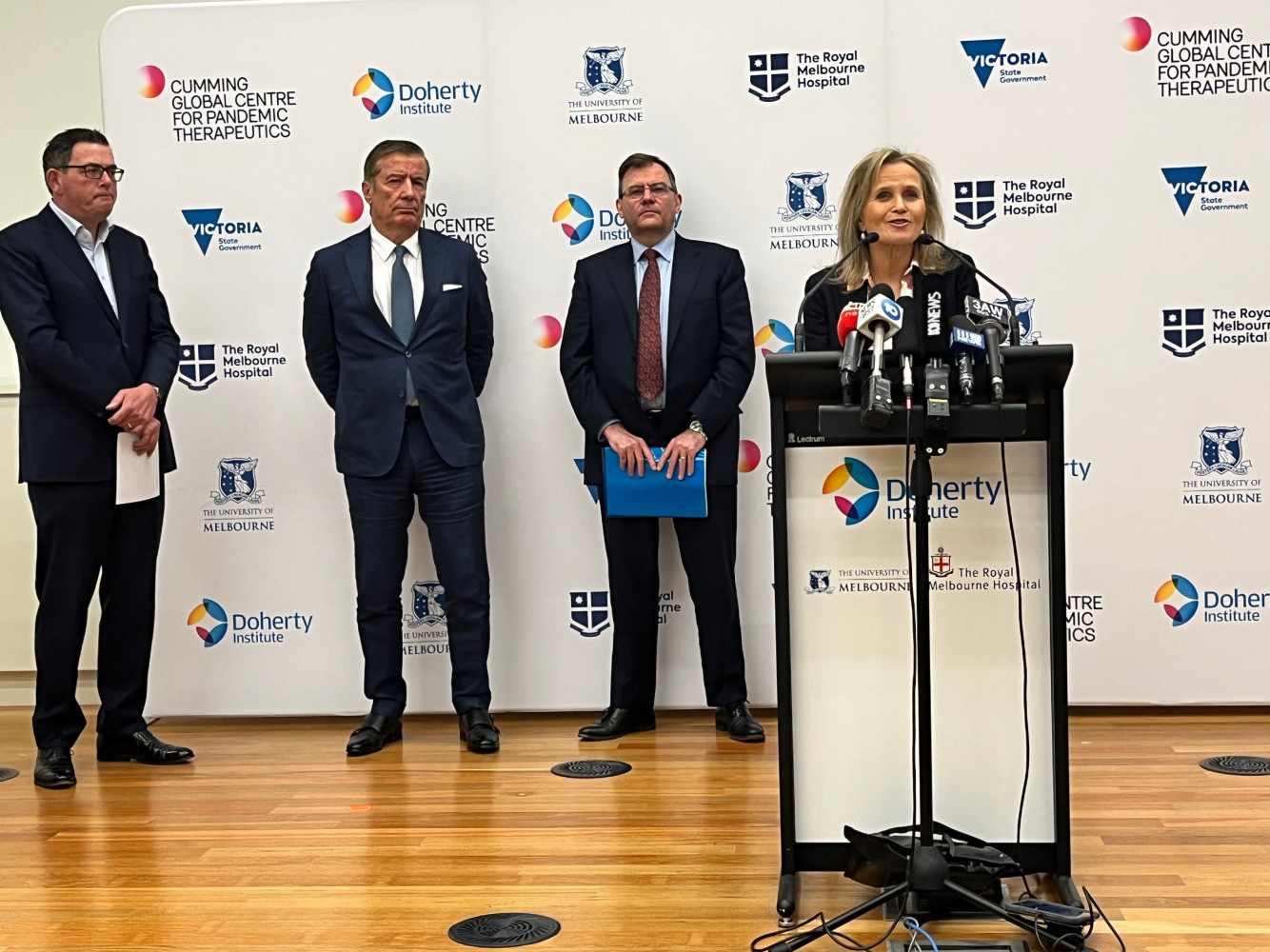 Professor Sharon Lewin at the media launch of the Cumming Global Centre for Pandemic Therapeutics on Wednesday, 31 August 2022