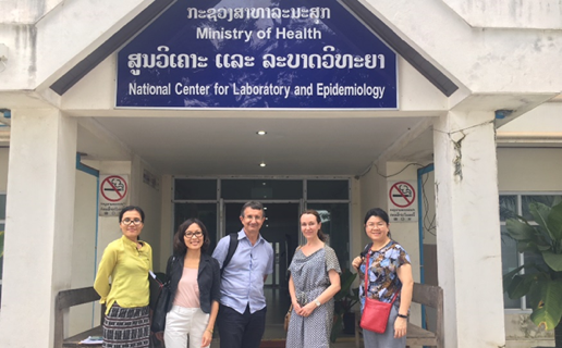 From left to right: Chintana Somkhane (WHO Lao), Linh-Vi Le (WHO WPRO), Laurent Ferradini (WHO), Suellen Nicholson (WHO PDI), Polin Chan (WHO WPRO)