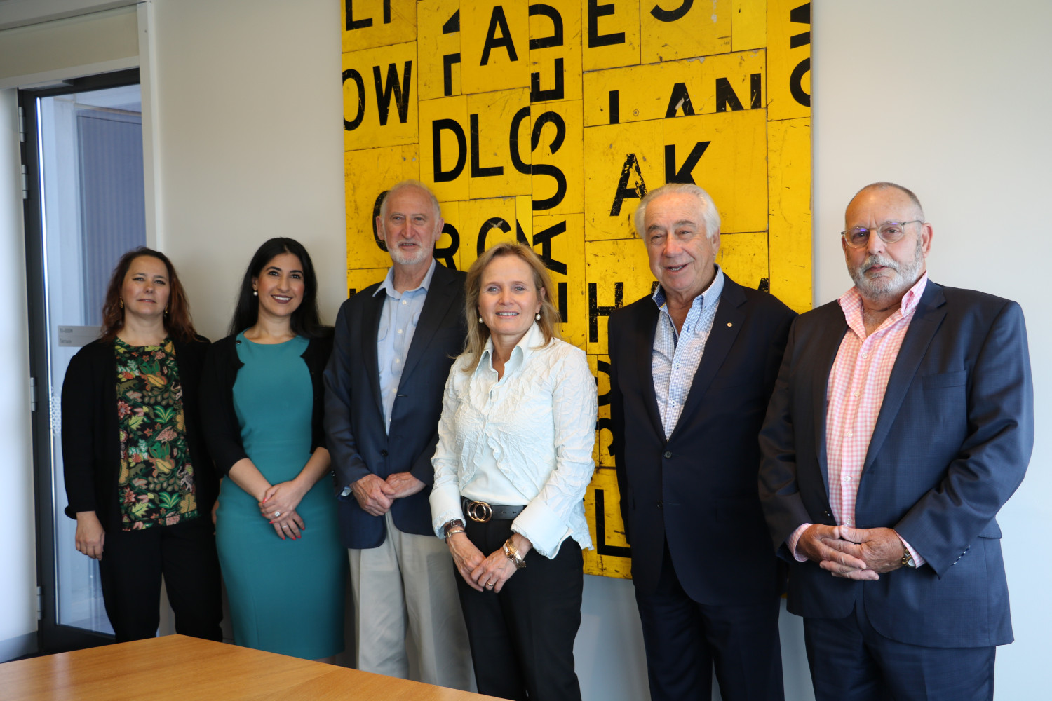 L-R: Tamara Abraham, Dr Susan Christo, Daniel Rechtman, Professor Sharon Lewin, David Abraham and David Aitken