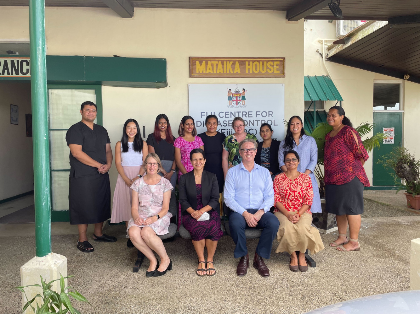 Caption: Fiji Centre for Disease Control and Microbiological Diagnostic Unit Public Health Laboratory International Genomics Program teams at the Centre for Disease Control in Suva in May 2022.