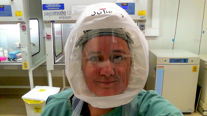 Image: Dr Julie McAuley in the PC3 Laboratory.