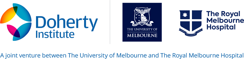 Doherty Institute, The University of Melbourne, and The Royal Melbourne Hospital combined logos