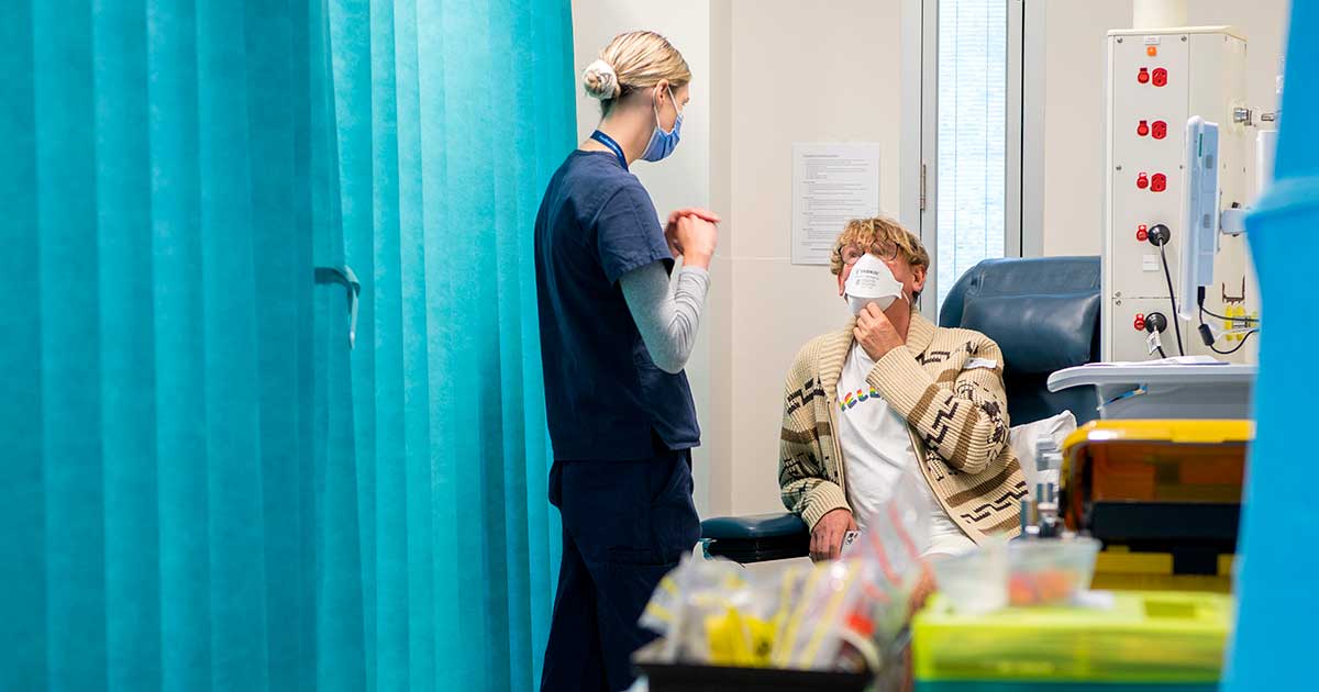 Vaccine trial participant on site in Royal Melbourne Hospital